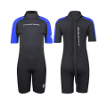 Çocuklar 3/2mm geri zip kısa wetsuit siyah/mavi