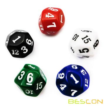 Bescon 16 Sides Dice in Assorted Solid Colors, D16 Game Dice 5pcs Set