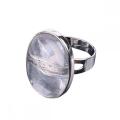 Natural Stone 18x25mm Oval Shape Ring Gemstone Quartz Wedding Adjustable Ring for Women Men Anniversary Gift Birthday Gift