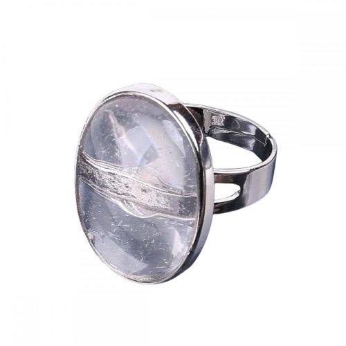 Natural Stone 18x25mm Oval Shape Ring Gemstone Quartz Wedding Adjustable Ring for Women Men Anniversary Gift Birthday Gift