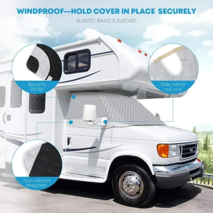Snow Shield RV Windshield Cover for Class C Ford RV - Snow Shade and Protection