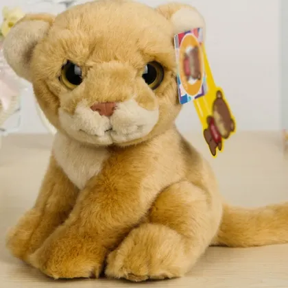 Yellow sitting 25cm lion plush toy, stuffed lion toy