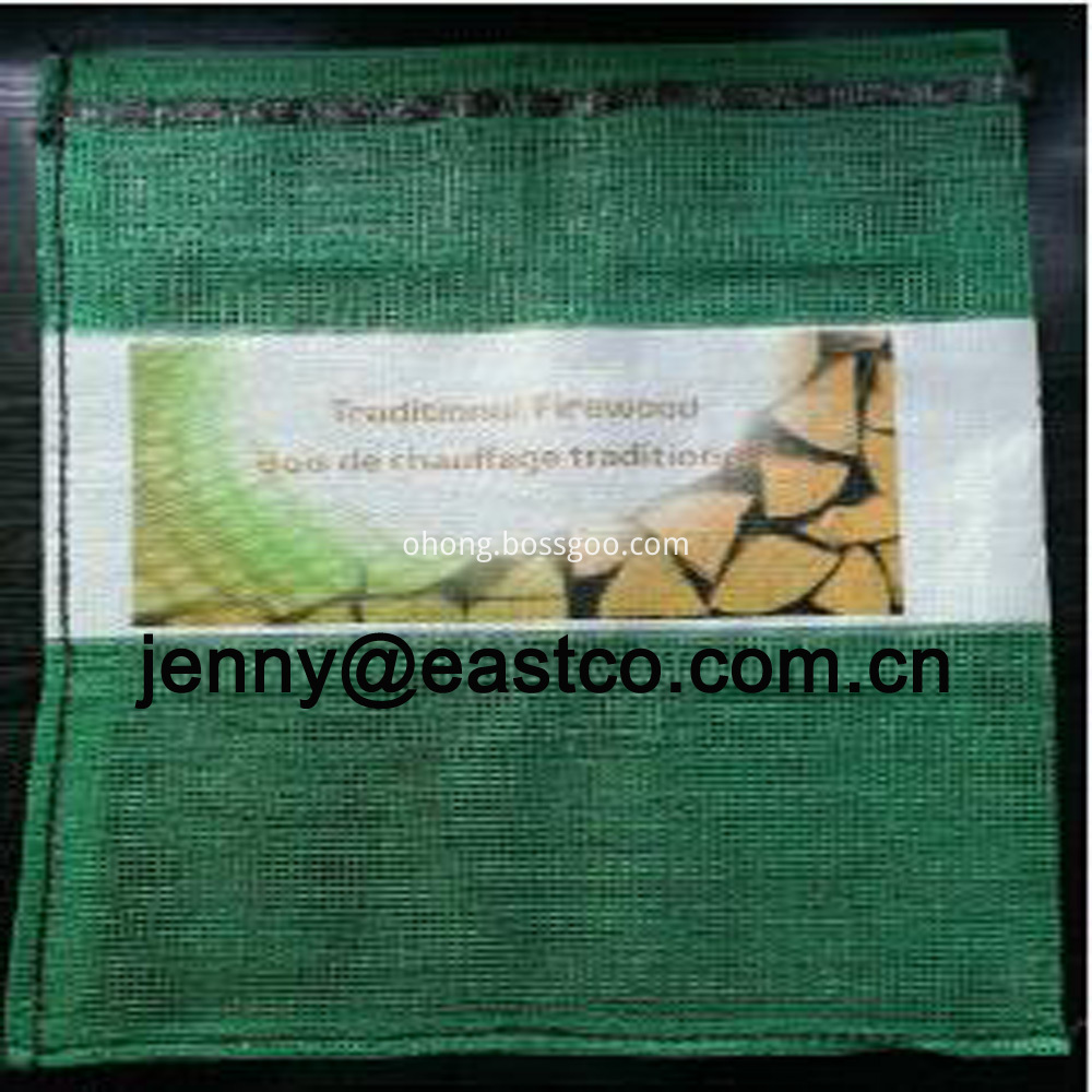 Printed Firewood Mesh Net Bag Sack with Printing Label Band