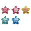 Χονδρικό Kawaii Glitter Lucky Star Resin Crafts Flat Back Stars Cabochons for Hair Clip Hairpin DIY Craft Κοσμήματα Διακόσμηση