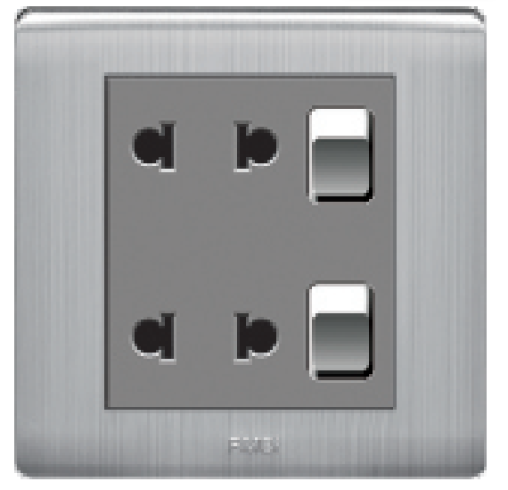 double two pin socket with double switch