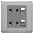 double two pin socket with double switch