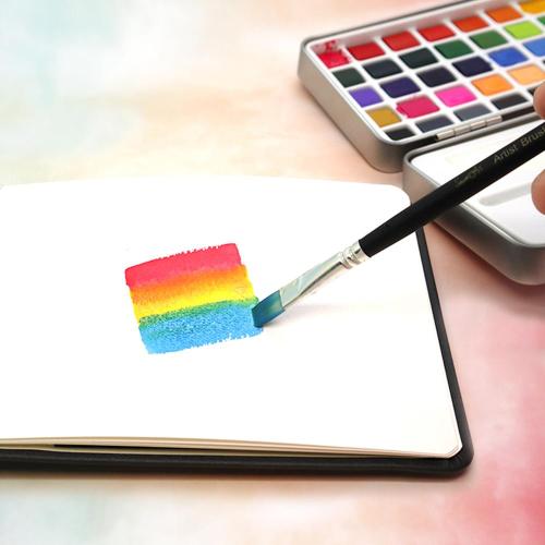 50 färger akvarellfärg och pensel presentuppsättning