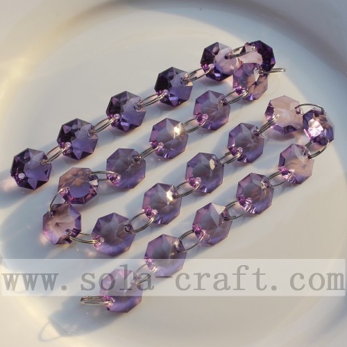 Cuerdas de guirnalda de boda con cuentas de octágono púrpura facetado