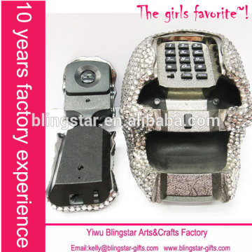 Hot selling Chrismass Halloween skull wired crystal rhinestone diamante telephone