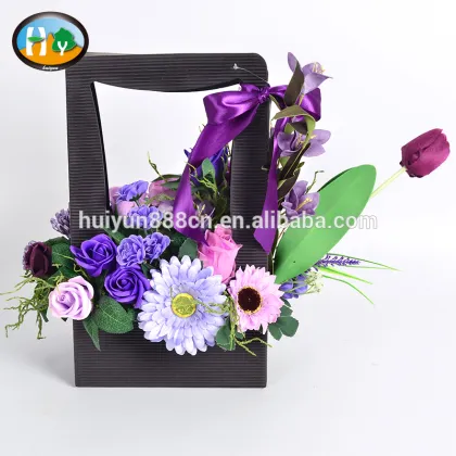 Beauty Rose Flower Silk Wedding Flower Basket For Centerpieces Decoration