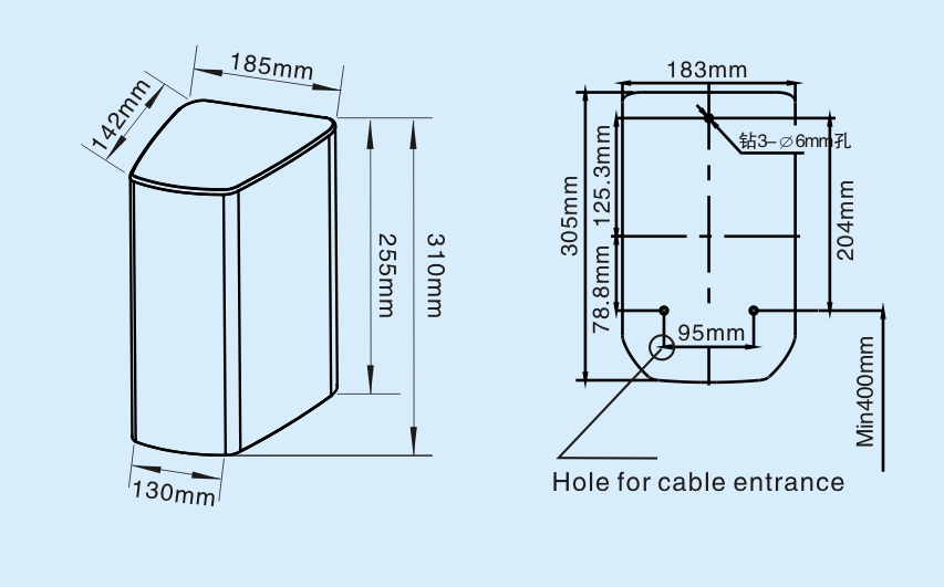 Electric hand dryer with high wind speed