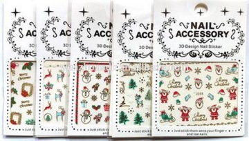 3D Type and EN71 Certification chrisrmas nail stickers
