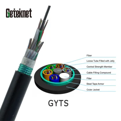 Geteknet GYTS 96 Core Black PE Outdoor Fiber Optic Cable for Internet Networks