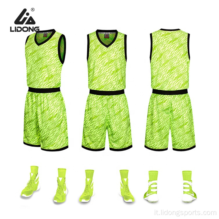 Design sublimated uniforme da basket mimetico verde