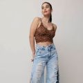 Terle d'interfraction de camisole sans manches imprimé sans manches zébrés sur les femmes