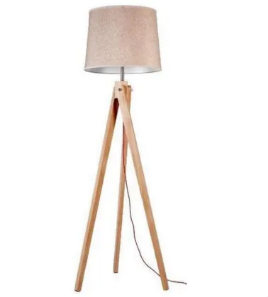 Home lighting fabric lamp shade wooden standing floor lamp tripod floor light