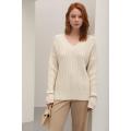 Pullover da donna con scollo a V in morbido cashmere