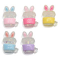 100pcs Kawaii Cartoon Rabbit Drink Cup Resin Cabochon Flatbacks Embellishments for Scrapbooking Decor Craft DIY Hair Bows Center