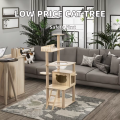 Modern Large Vertical Cat Scratcher Tower Wooden Indoor Cat Tree Space Saving Multi Level Climbing Post Stable