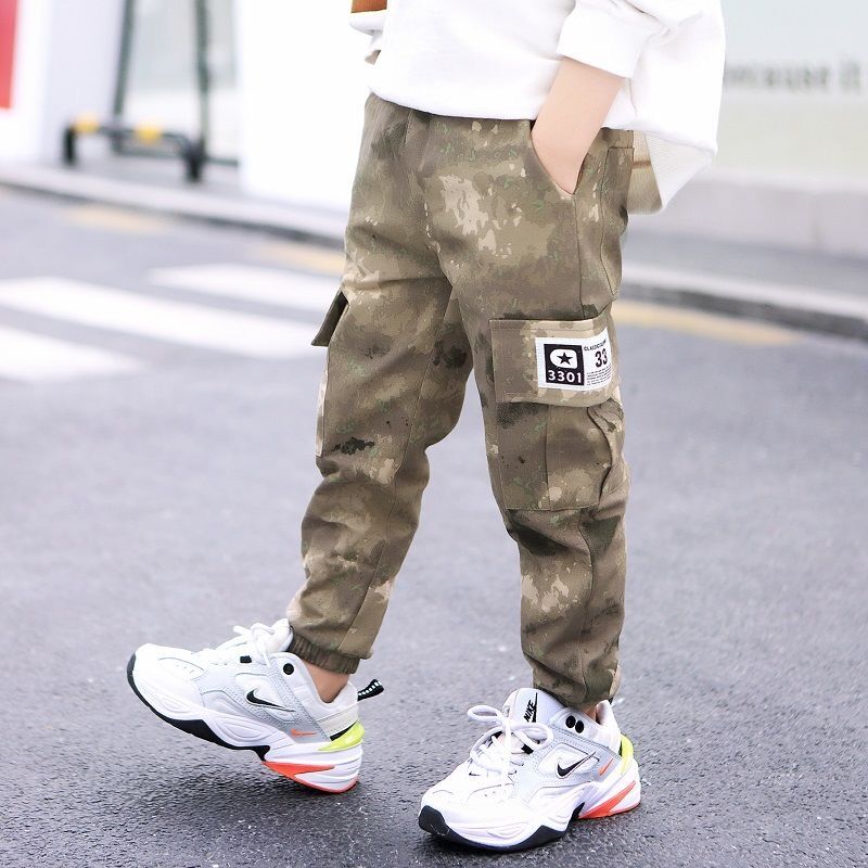 EACHIN Baby Boys Pants Spring Children Sport Camouflage Cargo Pants Elastic Waist Teens Boys Trousers Children Streetwear Pants