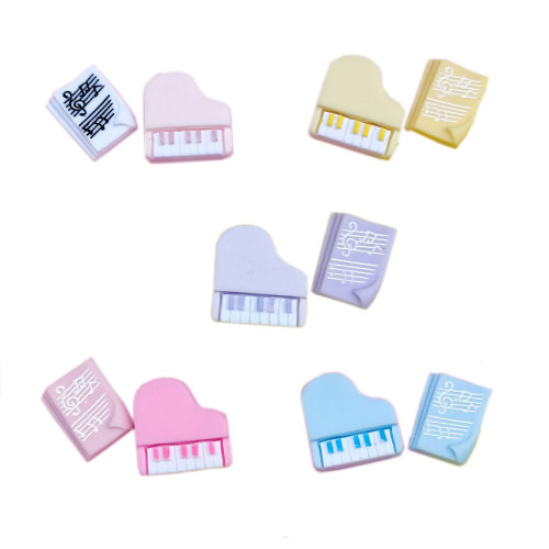 Colorful Resin Piano Music Score Pendants Dollhouse Toys Flat Back DIY Craft for Kids Toys Gifts Home Decoration