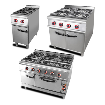 6 Burner Heavy Duty Commercial Gas Range with Oven - Energy Efficient Hotel Cooking Equipment