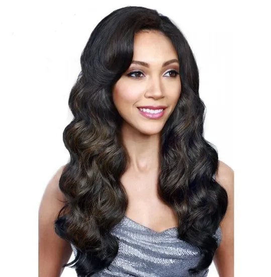 Wholesale cheap fashion Beautiful mix black and brown body wave medium long hair synthetic hair wigs for women