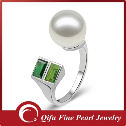 18 Karat Gold Southsea Pearl Ring Green Tourmaline factory wholesale