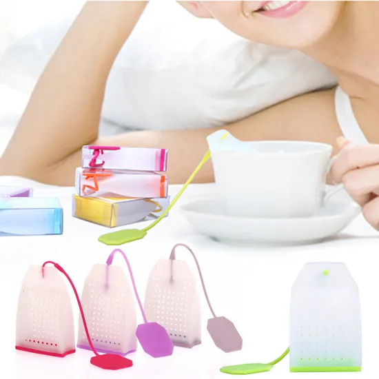 Food Grade Silicone Herb Loose Tea Bags Colorful Empty Teabags String Filter For Home Travel Necessities Drinkware Color Random