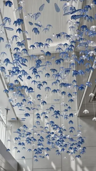 Customized lobby large decorative hanging flower chandelier