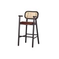 High Back Ash Wood Bar Chairs With Armrest Soft Cushion Commercial Bar Stools for Coffee Shop Bar Dessert Store