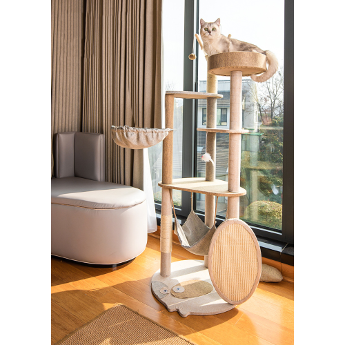 Multi Level Beige Pet Climbing Tower Scratching