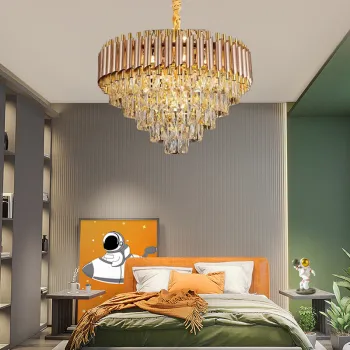 Black Gold LED Modern Crystal Chandelier for Luxury Indoor Ceiling Lighting