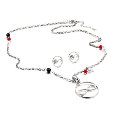 Silver gold Necklace and Earring infinity jewelry set