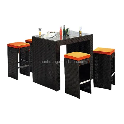 New Design Rattan Furniture Chair and Table Wicker Bar Sets