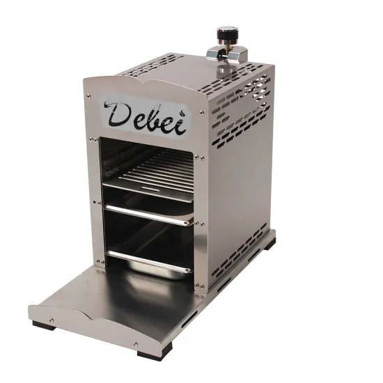 Factory Price Commercial Desktop BBQ Gas Grill with Water Pan for Meat Cooking