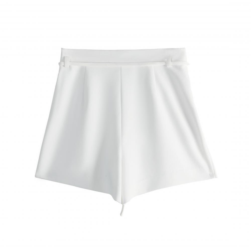 Strap Style Woven White Shorts