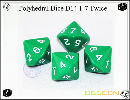 Polyhedral Dice D14 1-7 Twice