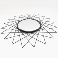 Modern art line black metal wall mirror