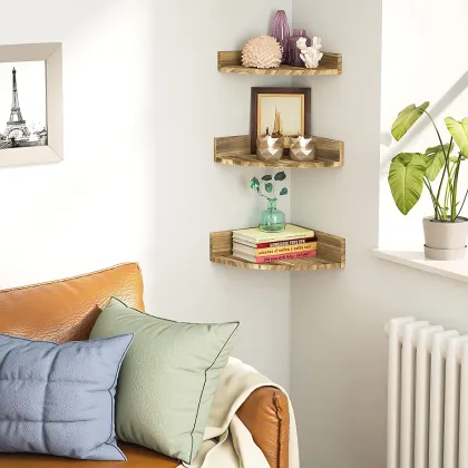 Corner Floating Shelves: Stylish Wall-Mounted Rounded Wood Shelving Solutions