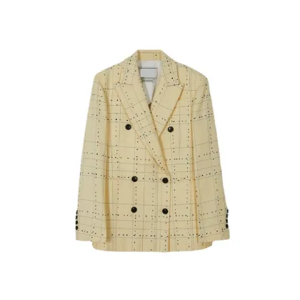 Trendy Clothing Office Yellow Plaid Blazer for Women