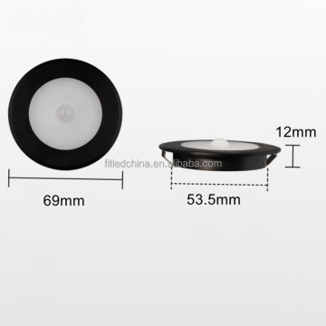 Recessed Puck Light with PIR Sensor for Kitchen Cabinet Closet Wardrobe Shelf (12V, 2.5W)