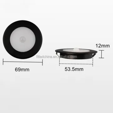 Recessed Puck Light with PIR Sensor for Kitchen Cabinet Closet Wardrobe Shelf (12V, 2.5W)
