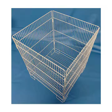 Foldable Stackable Baskets Supermarket Heavy-Duty Metal Folding Iron Cage Factory