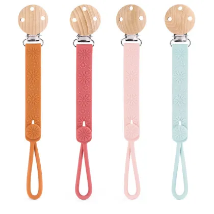 Pink and White Silicone Mam Dummy Clip Adapter - Baby Pacifier Holder for Girls