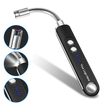 OEM ODM Windproof Rechargeable Lighter with LED for Camping and Cooking