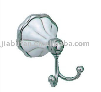 ceramics&zinc double robe hook 9735