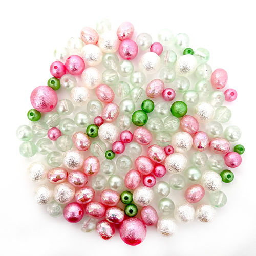 Assorted pink color plastic assorted crystal christmas beads