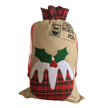 Grand sac en toile de jute de Noël de style écossais