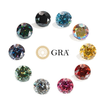 1 Carat VVS Moissanite Diamond Graded Loose Round Colorful Stone